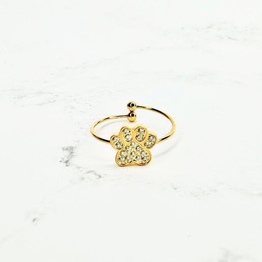Jolie Crystal Paw Ring Gold