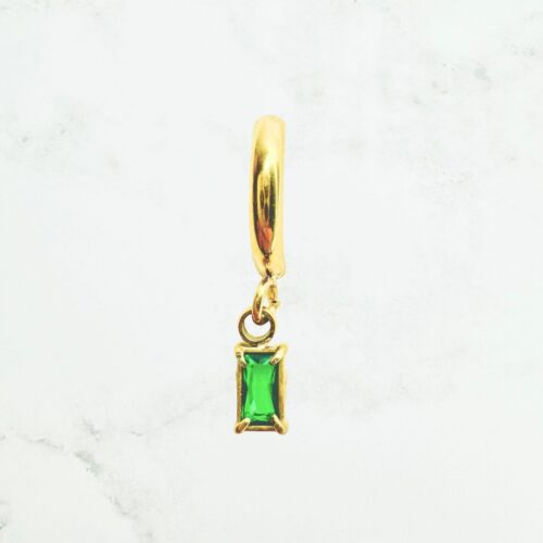 Taylor Crystal Hoop Earring Gold Green Baguette scaled