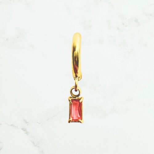 Taylor Crystal Hoop Earring Gold Red Baguette scaled